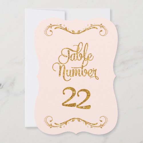 Fancy Script Glitter Table Number 22 Weddings