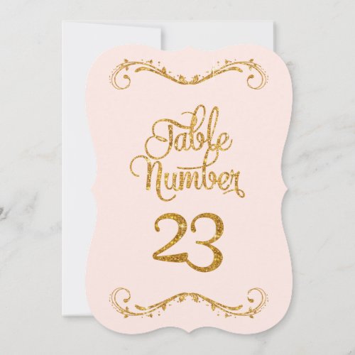 Fancy Script Glitter Table Number 23 Weddings