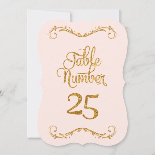 Fancy Script Glitter Table Number 25 Weddings