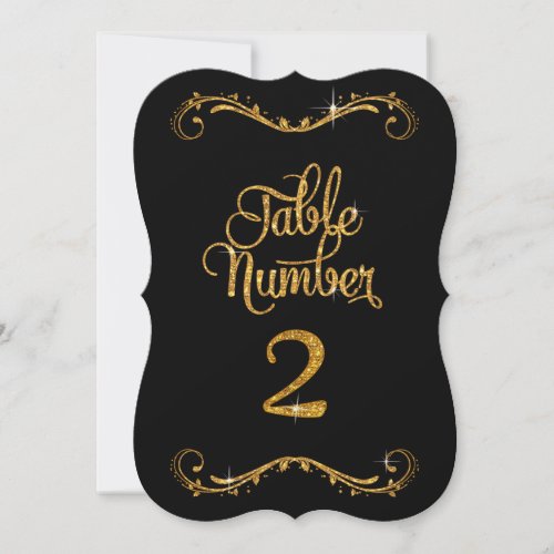 Fancy Script Glitter Table Number 2 Receptions