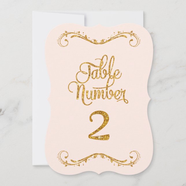 Fancy Script Glitter Table Number 2 Weddings (Front)