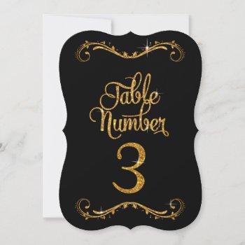 Fancy Script Glitter Table Number 3 Receptions by PatternsModerne at Zazzle
