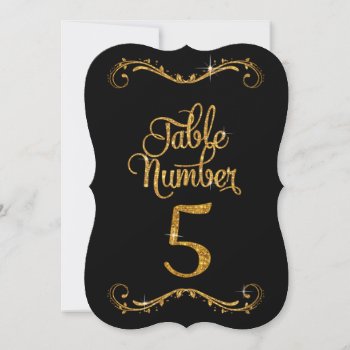 Fancy Script Glitter Table Number 5 Receptions by PatternsModerne at Zazzle