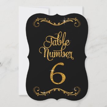 Fancy Script Glitter Table Number 6 Receptions by PatternsModerne at Zazzle