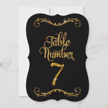 Fancy Script Glitter Table Number 7 Receptions by PatternsModerne at Zazzle