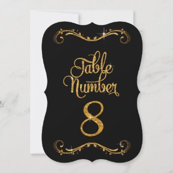 Fancy Script Glitter Table Number 8 Receptions by PatternsModerne at Zazzle