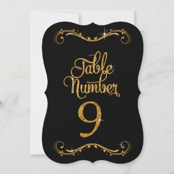 Fancy Script Glitter Table Number 9 Receptions by PatternsModerne at Zazzle