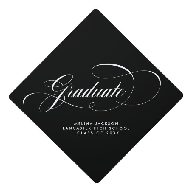 Fancy Script Graduation Cap Topper (Front)