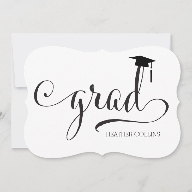 Fancy Script Graduation Party Announcement | Zazzle