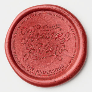 Fancy Script "Happy Thanksgiving" Personalized Wax Seal Sticker