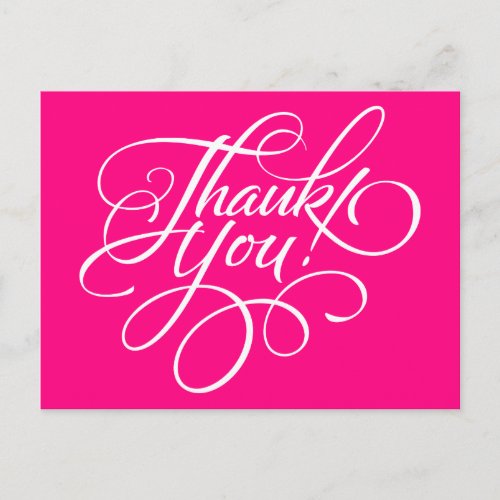 Fancy Script Hot Pink Thank You Card