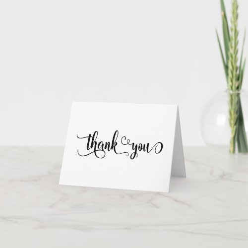 Fancy Script Letters Black  White Thakn You Thank You Card