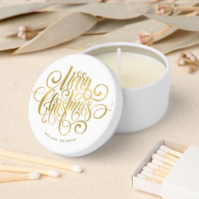 Fancy Script "Merry Christmas" Mini Candle Favors (Insitu)