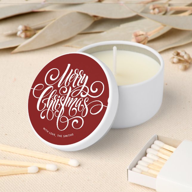 Fancy Script "Merry Christmas" Mini Candle Favors (Insitu)