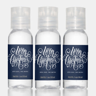 Fancy Script "Merry Christmas" Personalized Hand Sanitizer