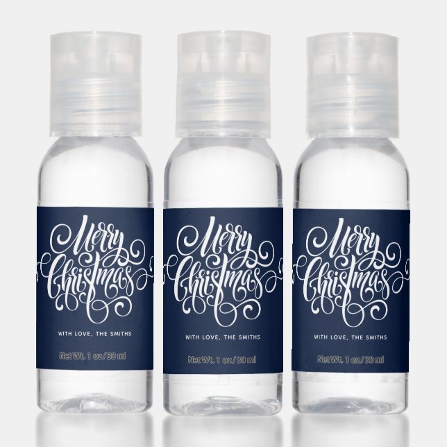 Fancy Script "Merry Christmas" Personalized Hand Sanitizer (Set)