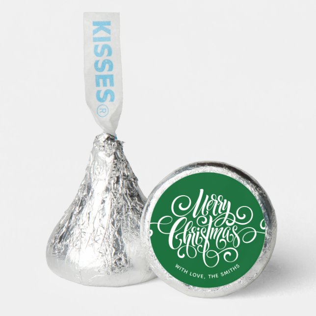 Fancy Script "Merry Christmas" Personalized Hershey®'s Kisses® (Front)