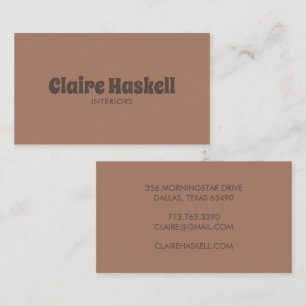 Fancy Script Mocha Mousse Chocolate Chic Minimal Business Card