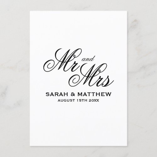 Fancy script Mr  Mrs logo wedding menu template
