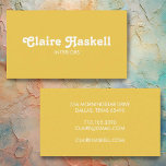 Fancy Script Mustard Yellow White Chic Minimal Business Card<br><div class="desc">Show your style with an elegant script on front of the business card. This design can be adapted to suit various industries and professions. With the ability to incorporate specific details, such as your name, title, contact information, and social media handles, each card becomes a unique reflection of your individuality.Perfect...</div>