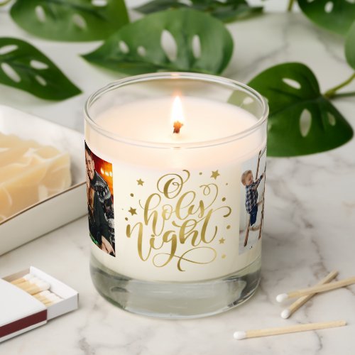 Fancy Script O Holy Night Christmas Photo Scented Candle