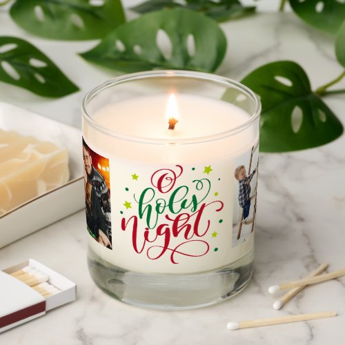 Fancy Script O Holy Night Christmas Photo Scented Candle