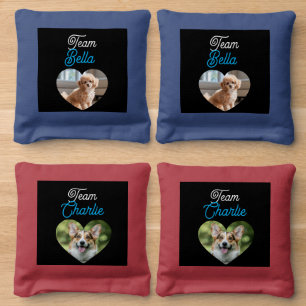 Fancy Script Personalized Pet Name & Photo Cornhole Bags