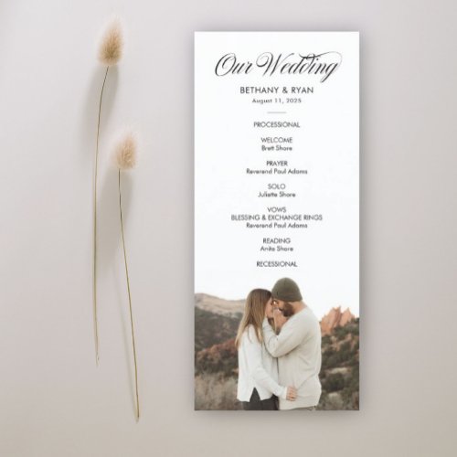 Fancy Script Photo Wedding Day Program