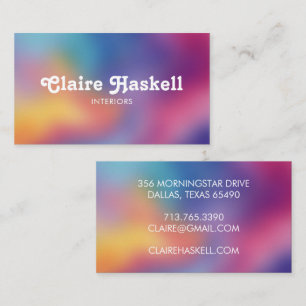 Fancy Script Rainbow Blur Chic Elegant Colorful Business Card