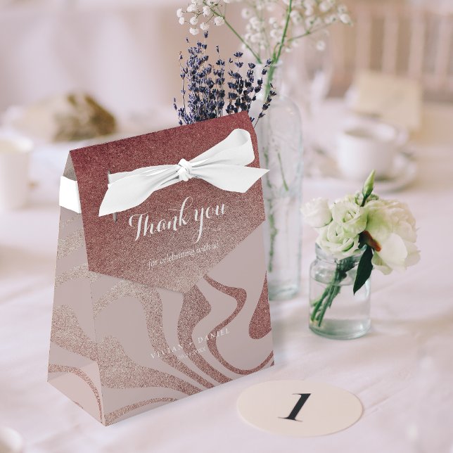Fancy Script RoseGold Thank You Wedding  Favor Boxes (Creator Uploaded)