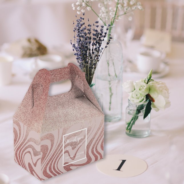 Fancy Script RoseGold Thank You Wedding  Favor Boxes (Creator Uploaded)