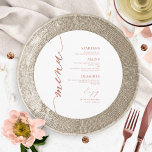 Fancy Script Round Wedding Menu Card For Plate<br><div class="desc">A simple chic calligraphy wedding menu card. I do offer a free customisation service,  if you have any questions or special requests,  please feel free to contact me.</div>