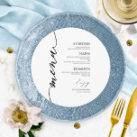 Fancy Script Round Wedding Menu Card For Plate<br><div class="desc">A simple chic calligraphy wedding menu card. I do offer a free customisation service,  if you have any questions or special requests,  please feel free to contact me.</div>