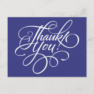 Fancy Script Royal Blue Thank You Card