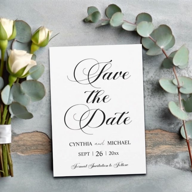 Fancy Script Save the Date Announcement Card (Creator Uploaded)