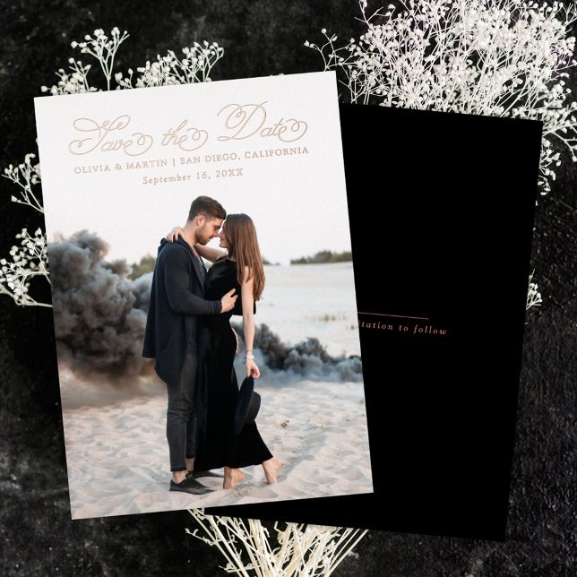 Fancy Script Save the Date Foil Invitation (Creator Uploaded)