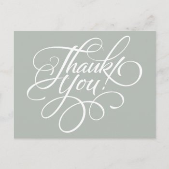 Fancy Script Silver Gray Thank You Card by Richard__Stone at Zazzle