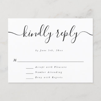Fancy Script Simple Wedding Response RSVP Card