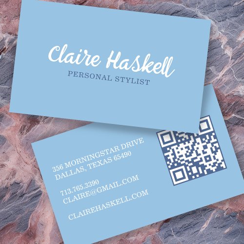 Fancy Script Soft Summer Minimalist Modern QR Code Business Card