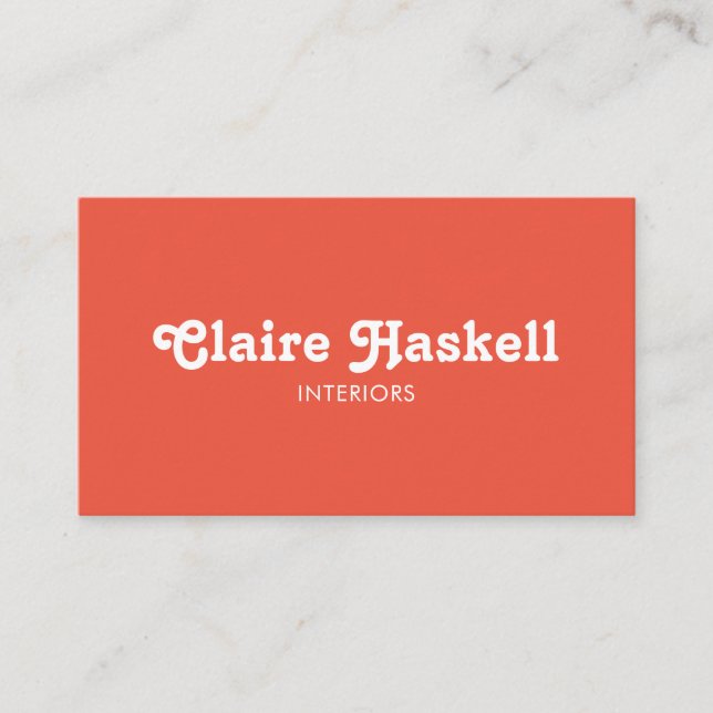 Fancy Script Tomato Red Chic Minimal Social Icons Business Card (Front)
