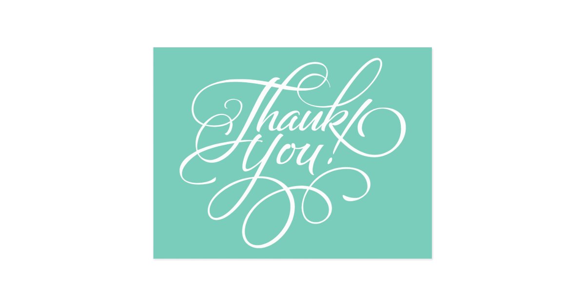 Fancy Script Turquoise Thank You Card | Zazzle.com