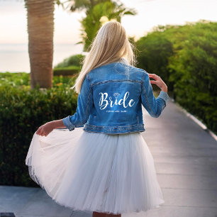 Fancy Script Typography Bride Personalized Denim Jacket