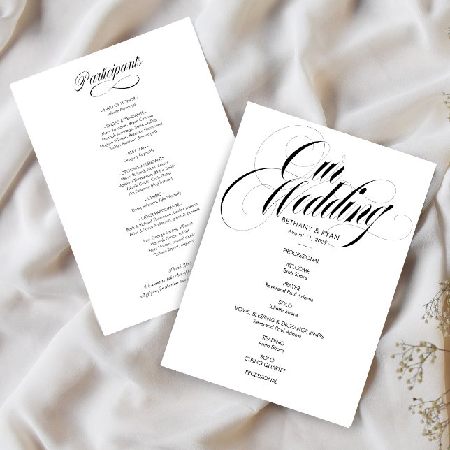Fancy Script Wedding Day Program (Creator Uploaded)