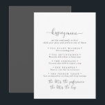 Fancy Script Wedding Kissing Menu Game Card<br><div class="desc">This fancy script wedding kissing menu game card is perfect for a modern wedding reception. The simple and elegant design features classic and fancy script typography in black and gray.</div>