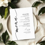 Fancy Script Wedding Menu Card For Plate<br><div class="desc">A simple chic calligraphy wedding menu card. I do offer a free customisation service,  if you have any questions or special requests,  please feel free to contact me.</div>
