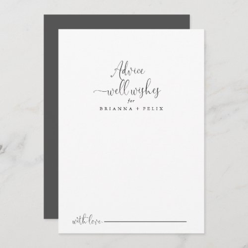 Fancy Script Wedding Well Wishes Advice Card