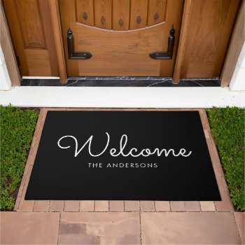 Fancy Script "welcome" Personalized Doormat by heartlockedhome at Zazzle
