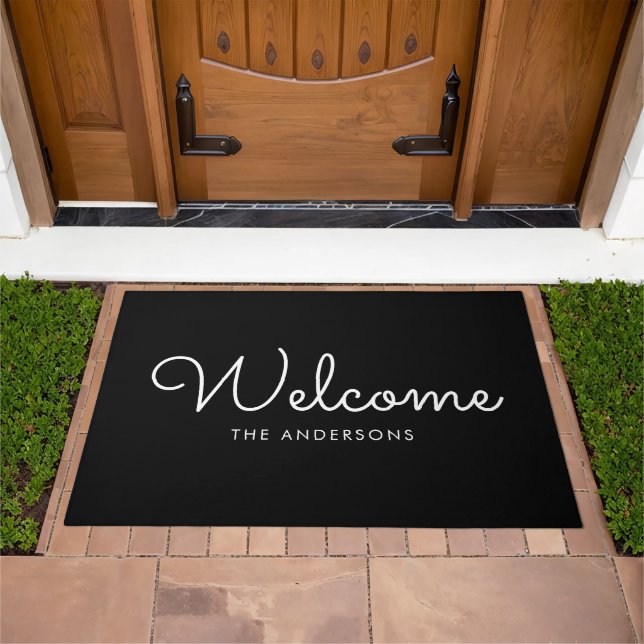 Fancy Script "Welcome" Personalized Doormat (Outdoor)