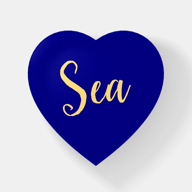 Fancy SEA Script Vibrant Navy Blue Background Paperweight (Front)