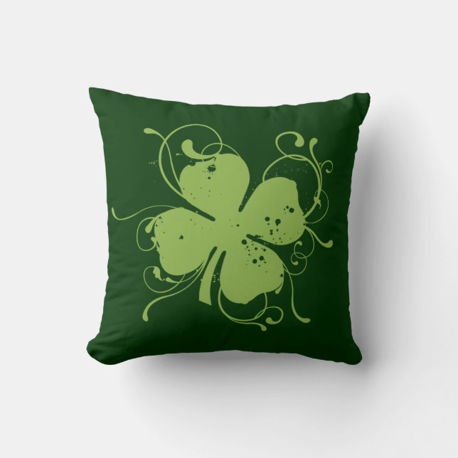 Fancy Shamrock Throw Pillow (Front)